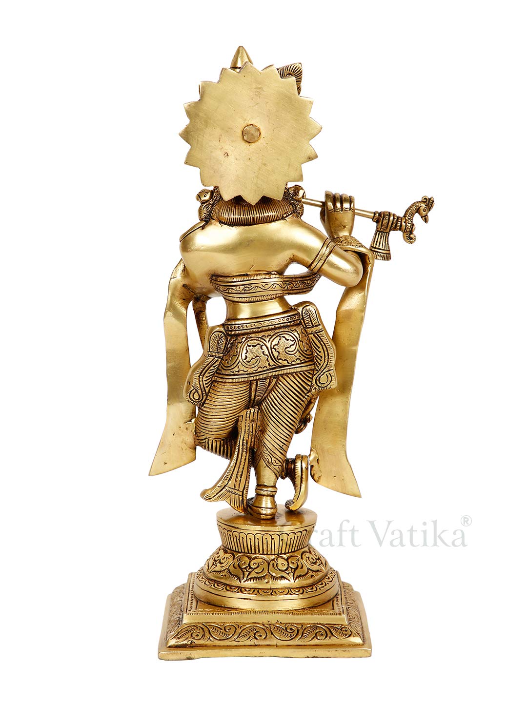 Handcrafted Brass Krishna Playing Flute 13 Inches Statue - ArtyCraftz.com