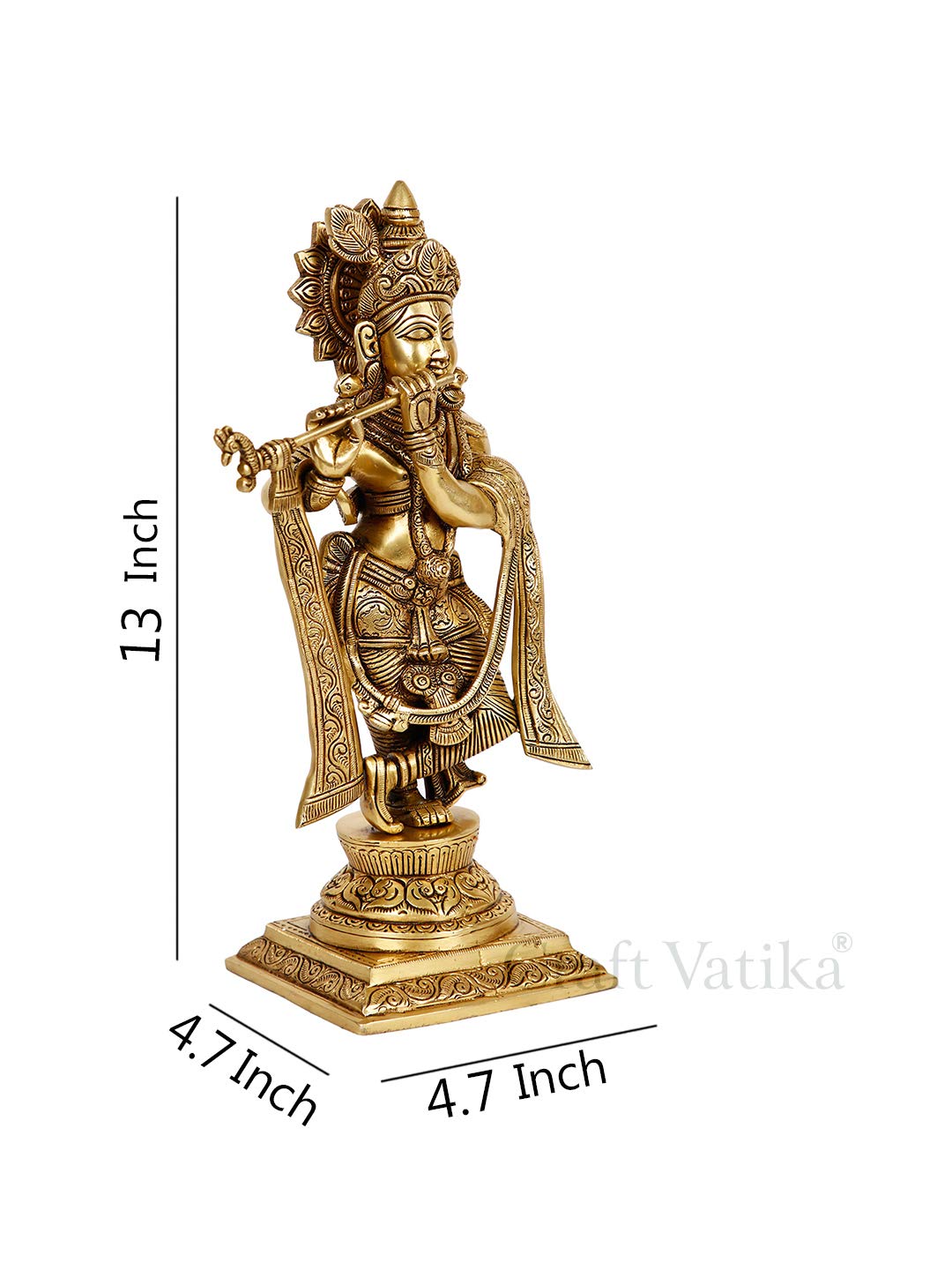 Handcrafted Brass Krishna Playing Flute 13 Inches Statue - ArtyCraftz.com