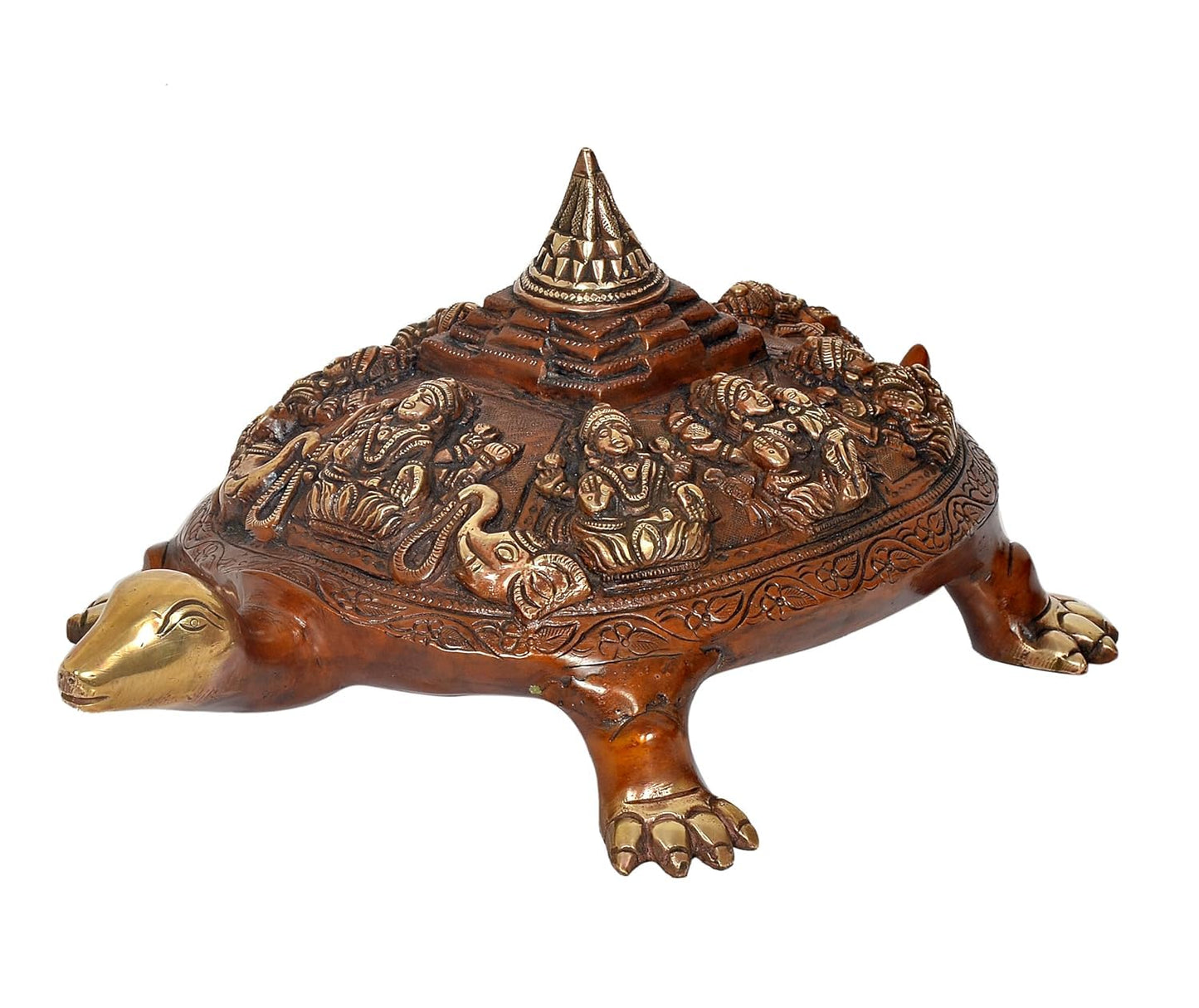 Handcrafted Brass Kurma Tortoise with Ashta Lakshmi & Sri Yantra Right View-ArtyCraftz.com