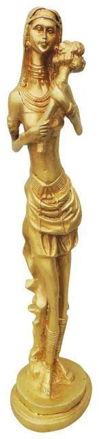 Handcrafted Brass Lady with Flower for Showpiece - ArtyCraftz.com