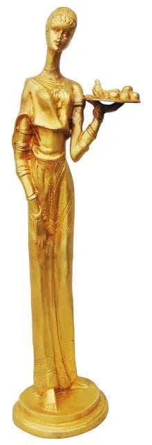 Handcrafted Brass Lady with Fruits for Showpiece - ArtyCraftz.com