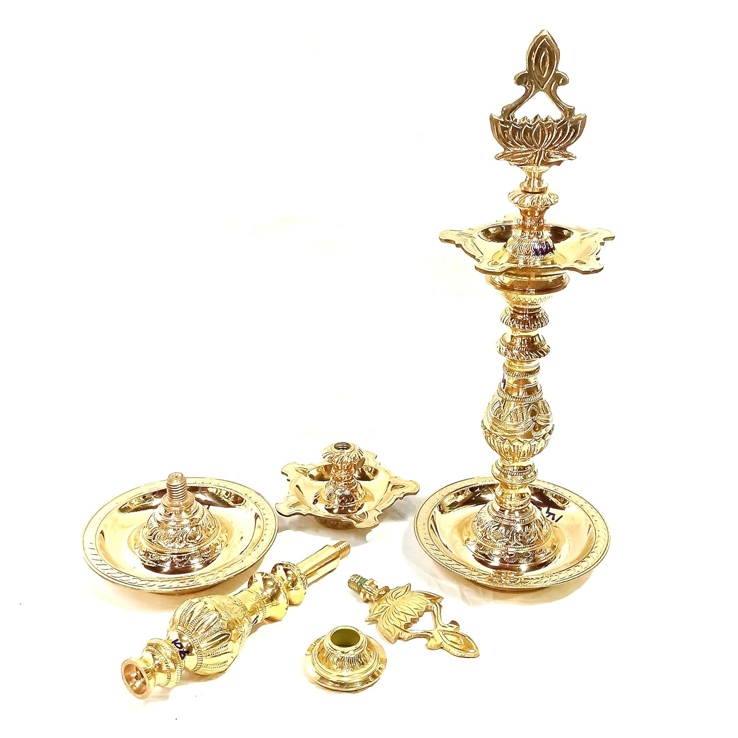 Handcrafted Brass Lakshmi Pooja Lamp Dismantled-ArtyCraftz.com
