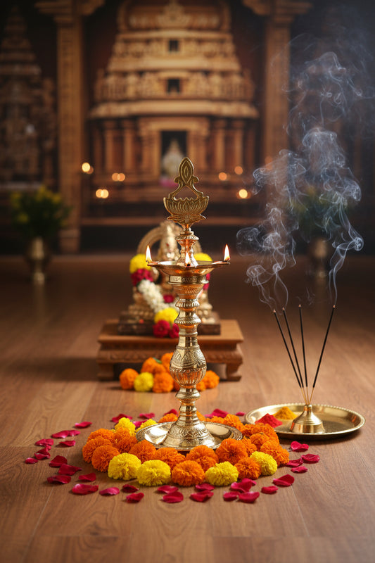 Handcrafted Brass Lakshmi Pooja Lamp-ArtyCraftz.com