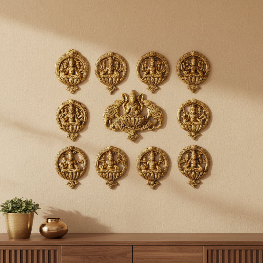 Handcrafted Brass Lakshmi Wall Hanging-ArtyCraftz.com