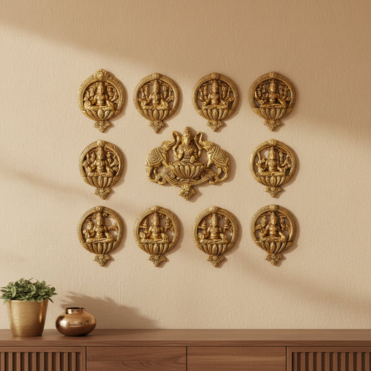 Handcrafted Brass Lakshmi Wall Hanging-ArtyCraftz.com
