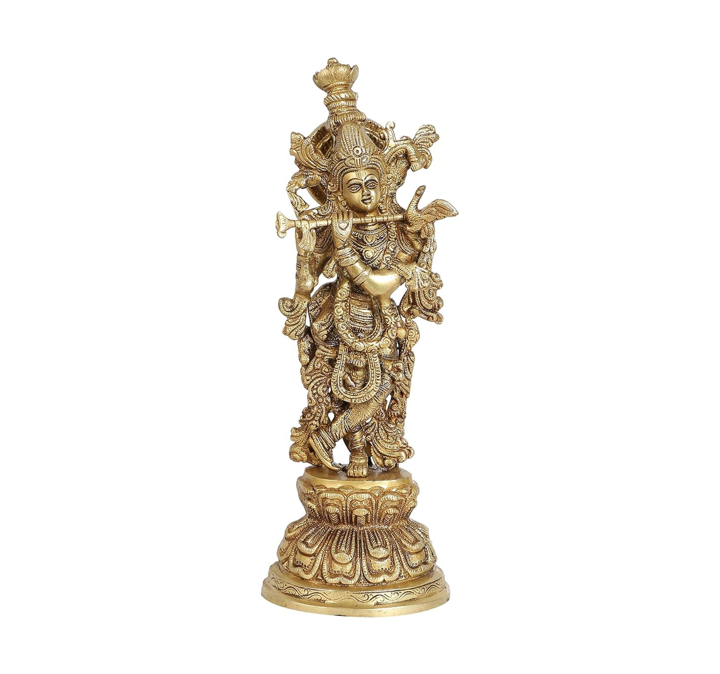 Handcrafted Brass Lord Krishna 15 Inches Statue-ArtyCraftz.com