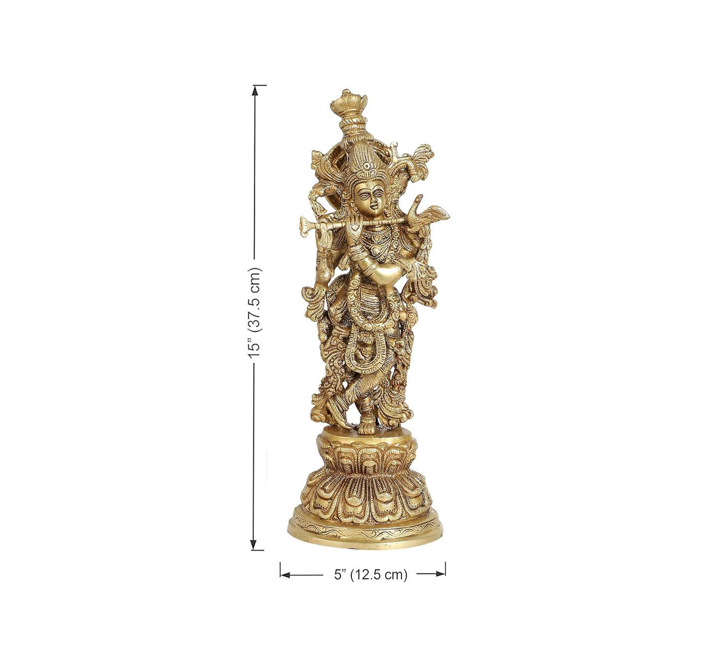 Handcrafted Brass Lord Krishna 15 Inches Statue-ArtyCraftz.com