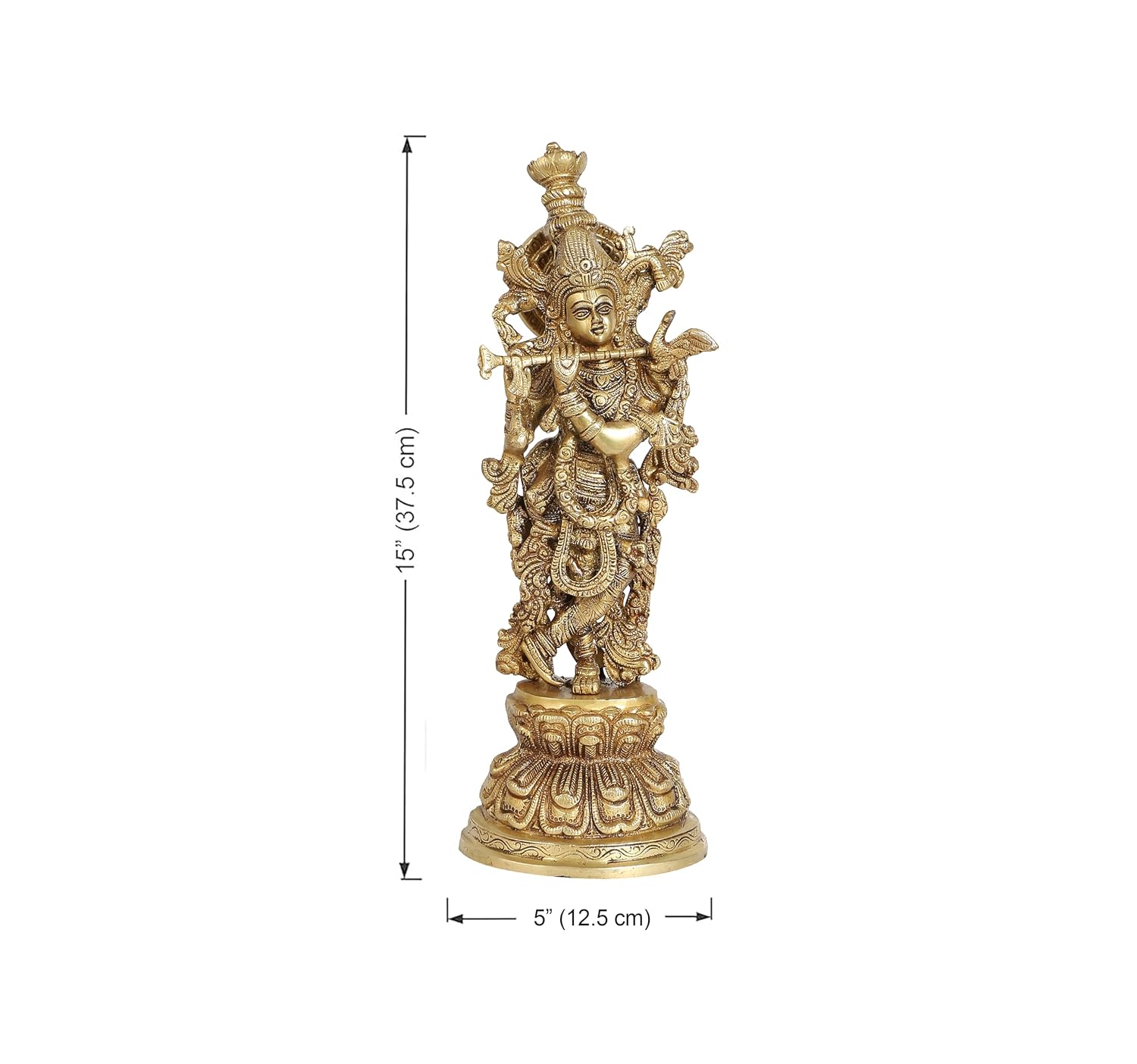 Handcrafted Brass Lord Krishna 15 Inches Statue-ArtyCraftz.com