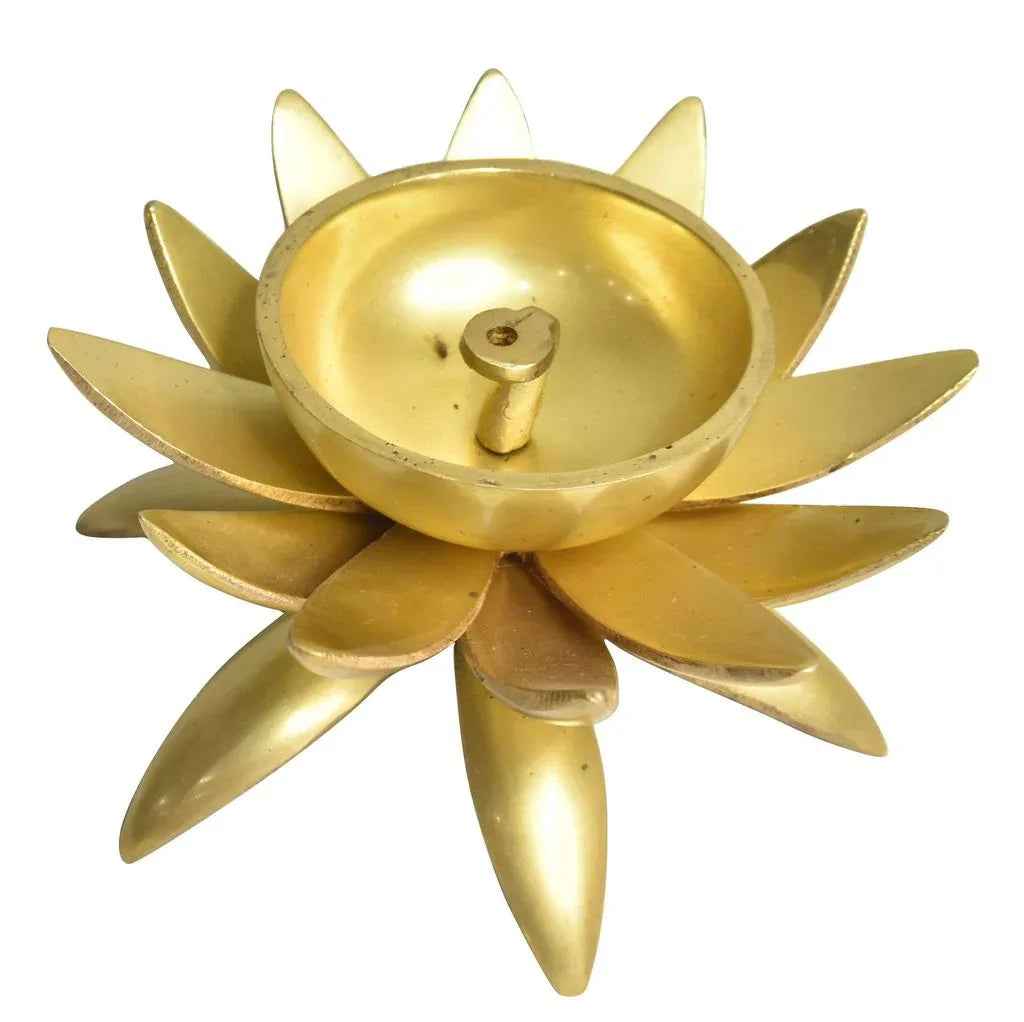 Handcrafted Brass Lotus Diya – Decorative Oil Lamp for Home & Pooja