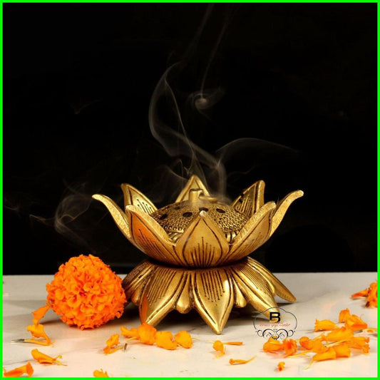 Handcrafted Brass Lotus Incense Burner-ArtyCraftz.com