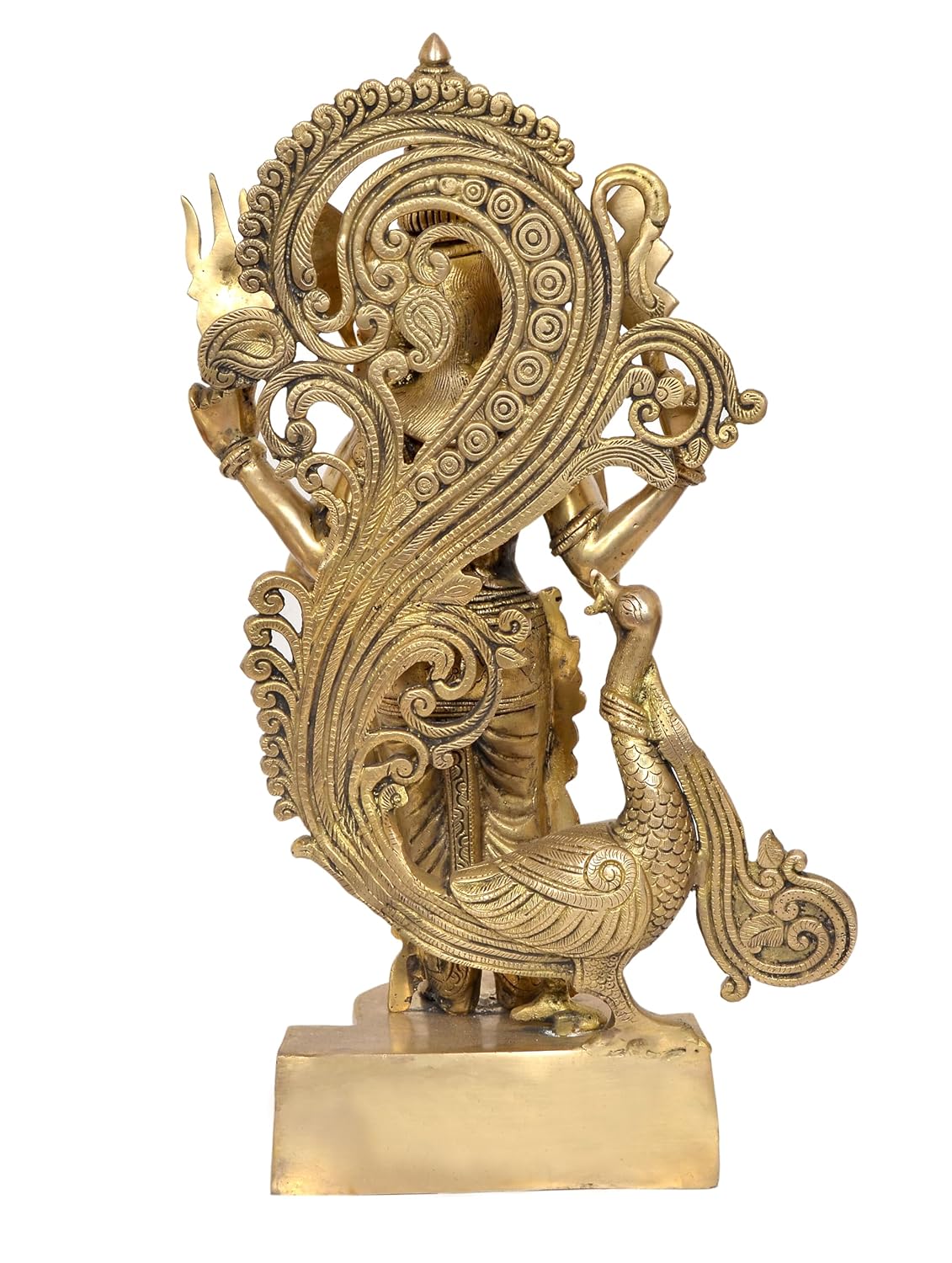 Handcrafted Brass Murugan Statue with Peacock-ArtyCraftz.com