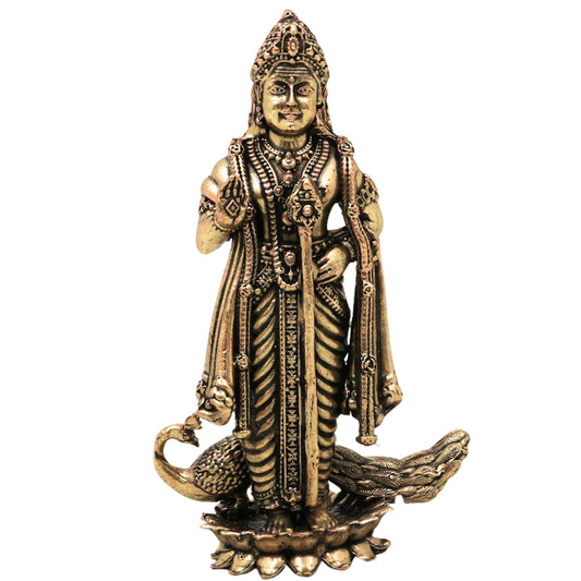 Handcrafted Brass Murugan with Peacock Statue-ArtyCraftz.com