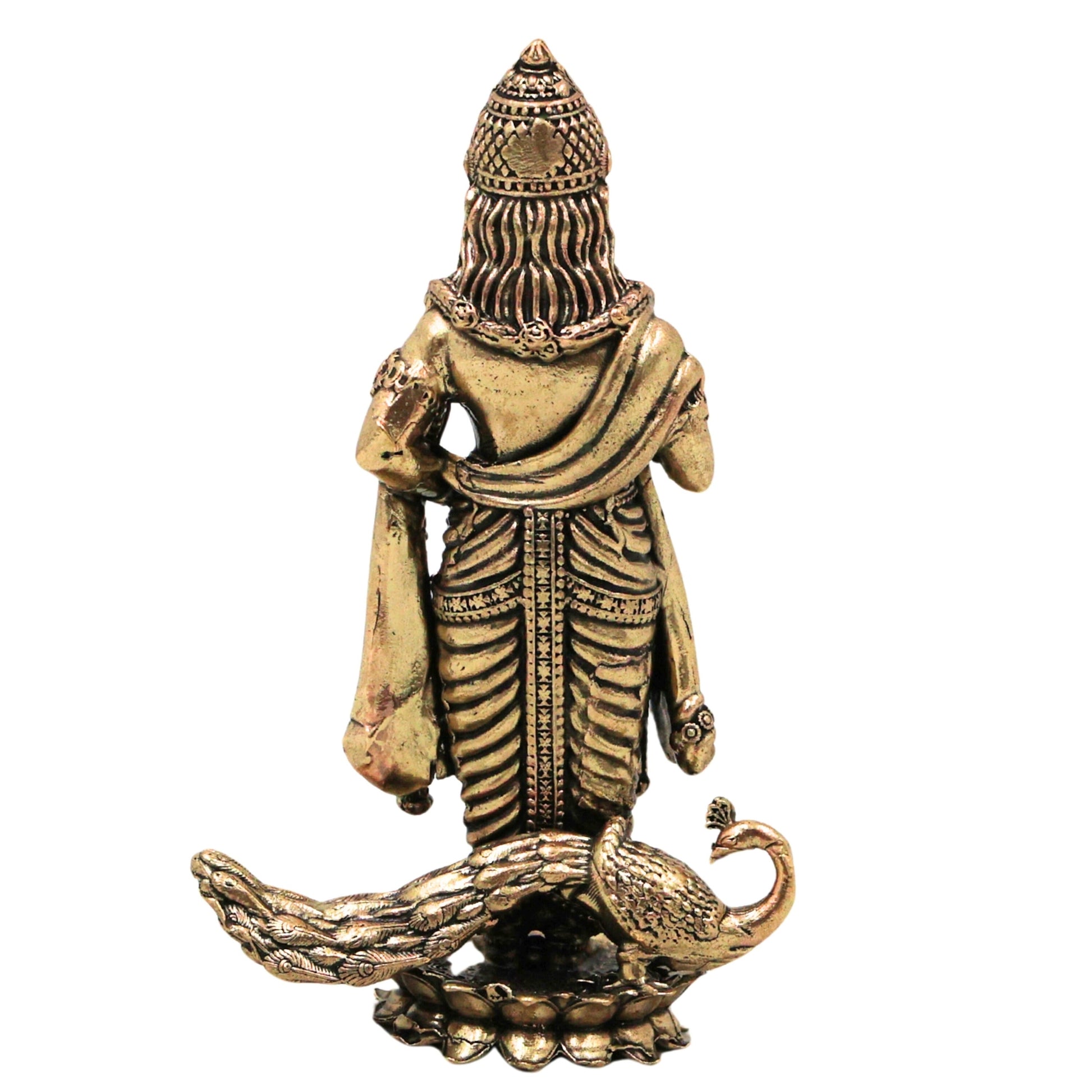 Handcrafted Brass Murugan with Peacock Statue-ArtyCraftz.com