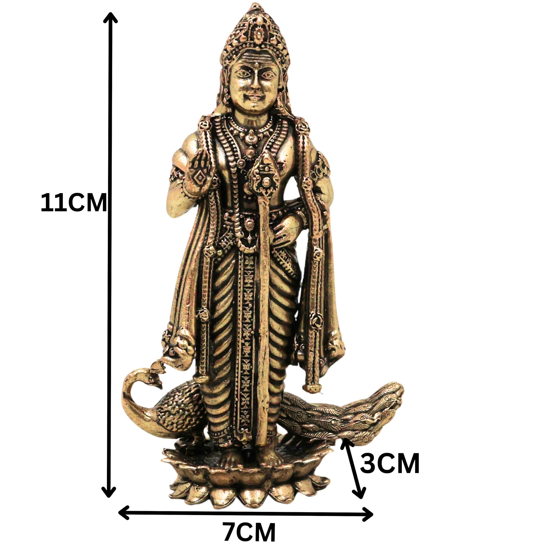 Handcrafted Brass Murugan with Peacock Statue-ArtyCraftz.com