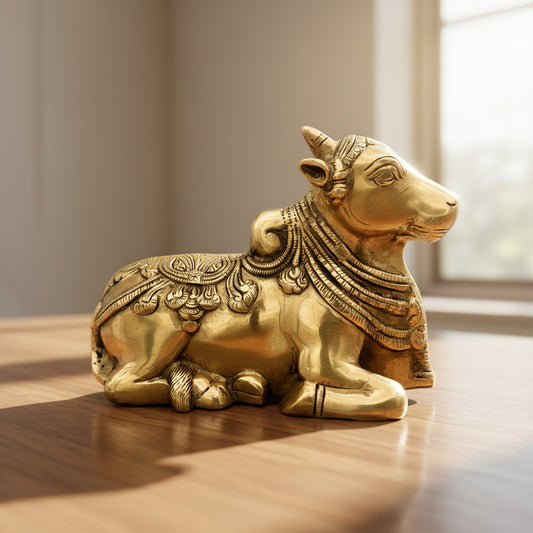 Handcrafted Brass Nandi Bull Statue for Home Temple & Shiva Pooja Decor-ArtyCraftz.com