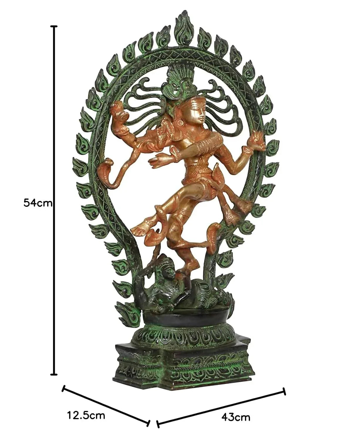 Handcrafted Brass Nataraja Shiva Cosmic Dance Statue with Damaru Flame Apasmara - Luxury Pooja Decor Gift