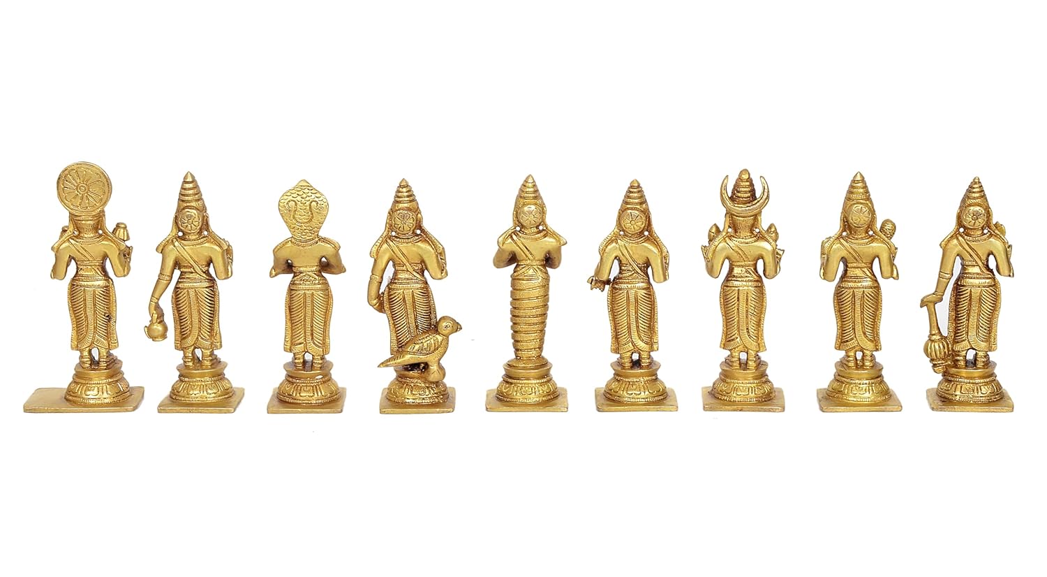 Handcrafted Brass Navagraha Statue Set for Home Temple & Pooja Room-ArtyCraftz.com