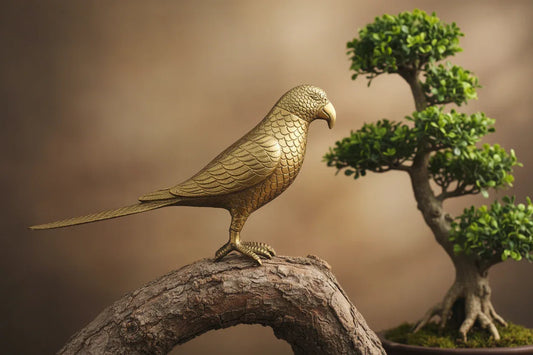 Handcrafted Brass Parrot Showpiece for Home Decor and Gifting 14*4*7.5 Inches - ArtyCraftz.com