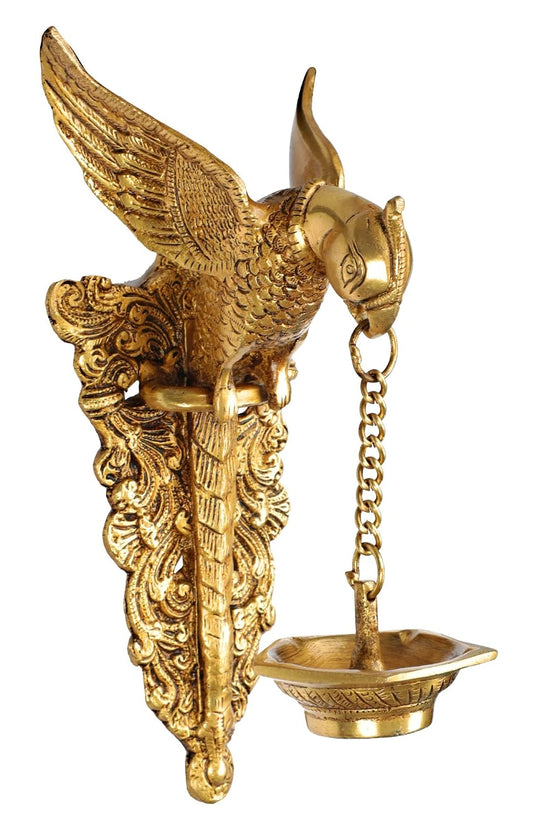 Handcrafted Brass Parrot Wall Hanging Oil Lamp-ArtyCraftz.com