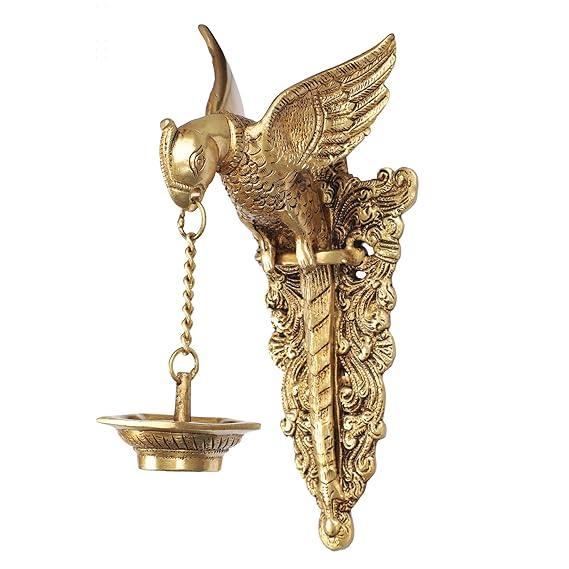 Handcrafted Brass Parrot Wall Hanging Oil Lamp-ArtyCraftz.com