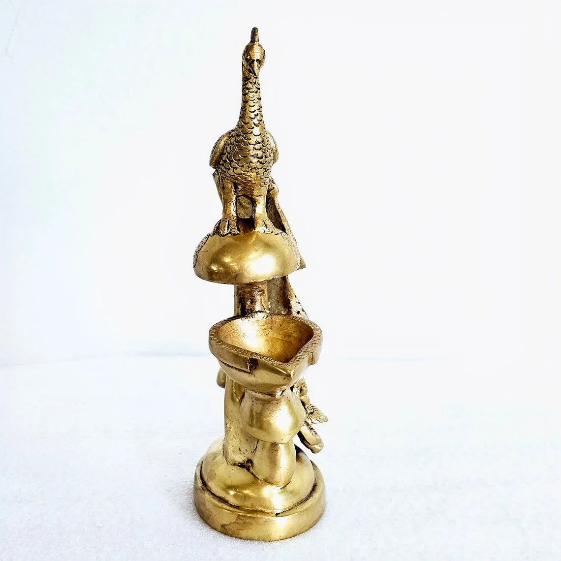 Handcrafted Brass Peacock Diya for Pooja and Gifting 5.5*2.5*8.5 Inches - ArtyCraftz.com