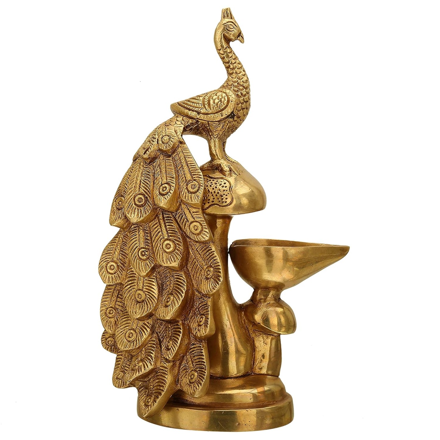 Handcrafted Brass Peacock Oil Lamp Diya Main View-ArtyCraftz.com