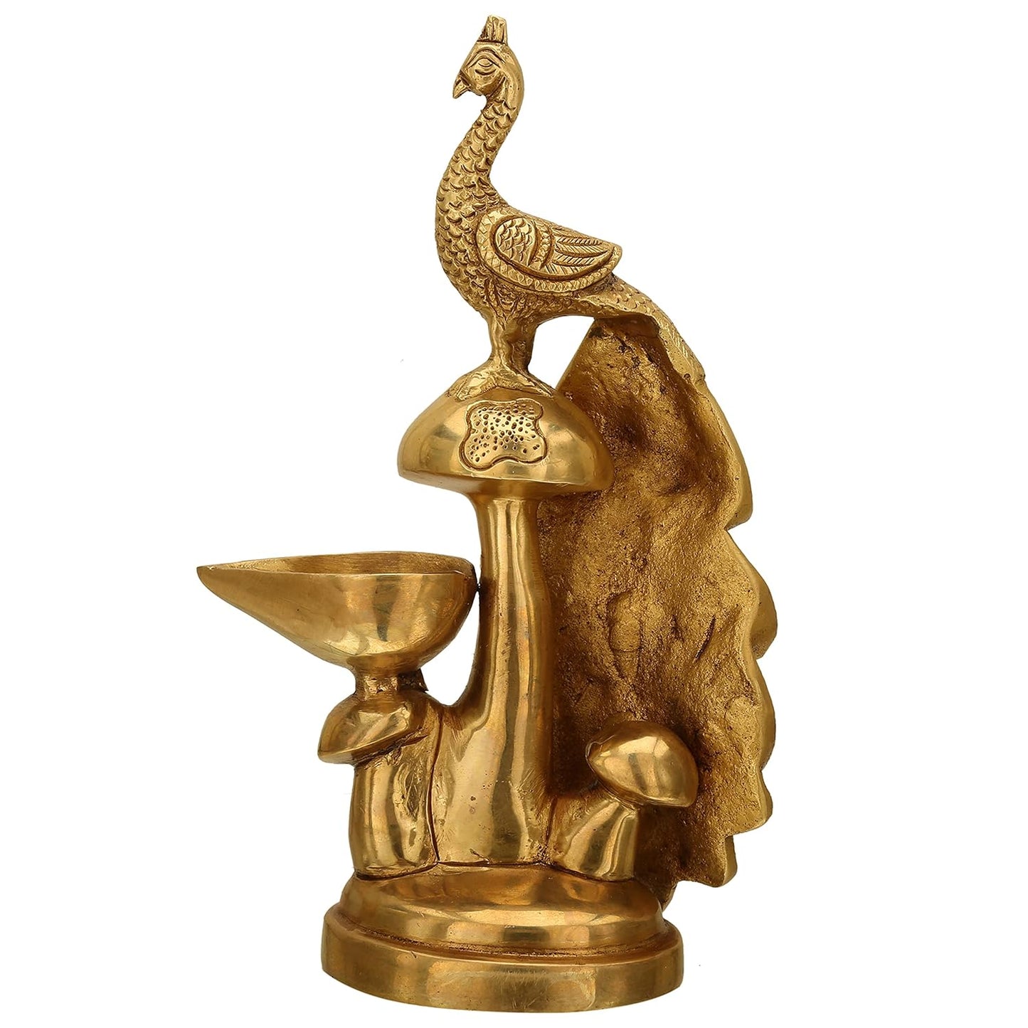 Handcrafted Brass Peacock Oil Lamp Diya Main View Back view-ArtyCraftz.com