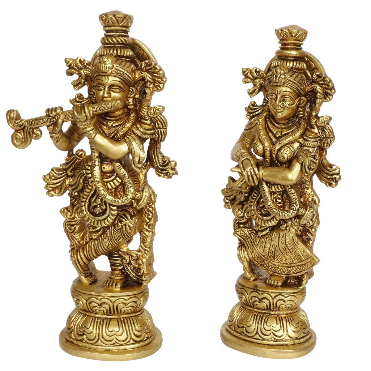 Handcrafted Brass Radha Krishna 9 Inches Statue-ArtyCraftz.com