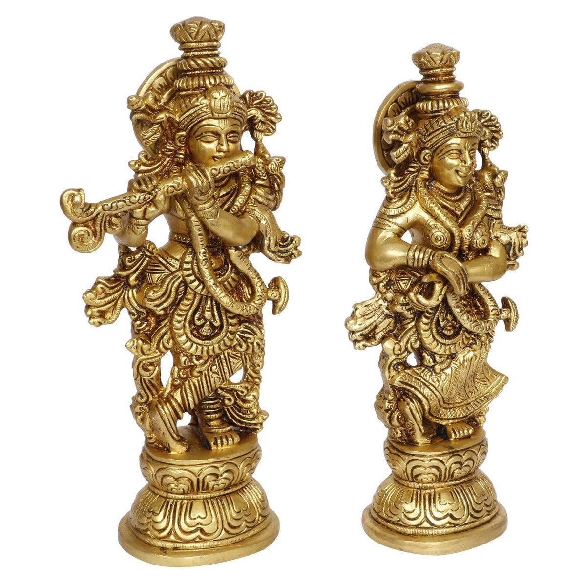 Handcrafted Brass Radha Krishna 9 Inches Statue-ArtyCraftz.com