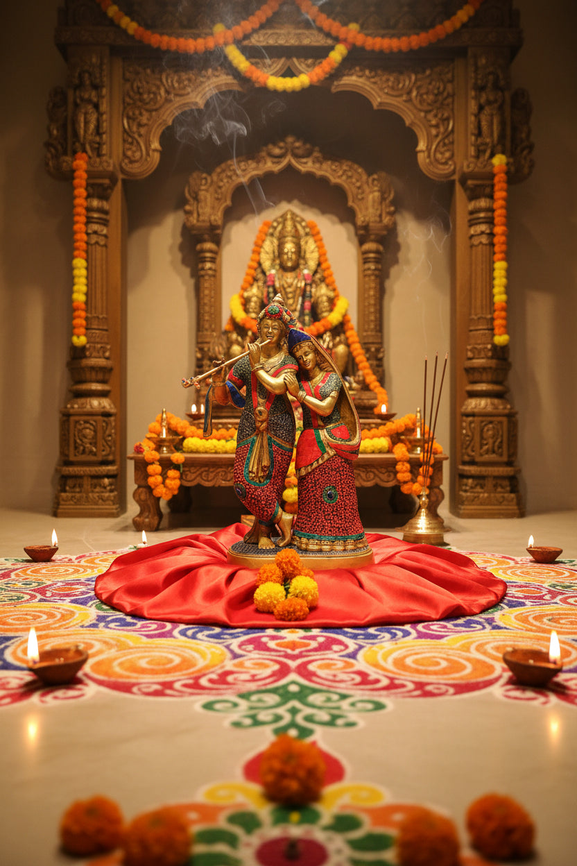 Handcrafted Brass Radha Krishna Statue 23 Inch-ArtyCraftz.com