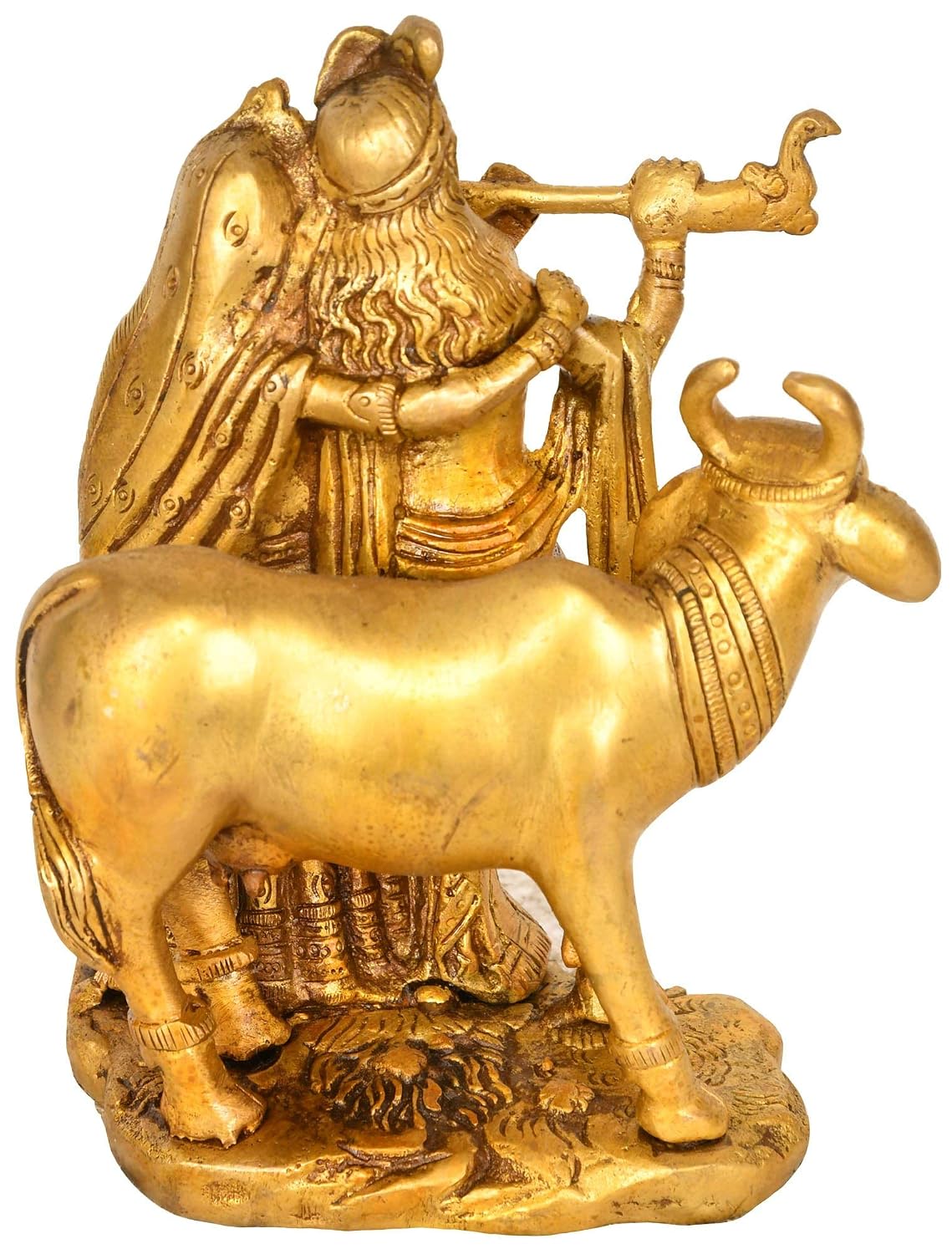 Handcrafted Brass Radha Krishna with Cow Statue-ArtyCraftz.com