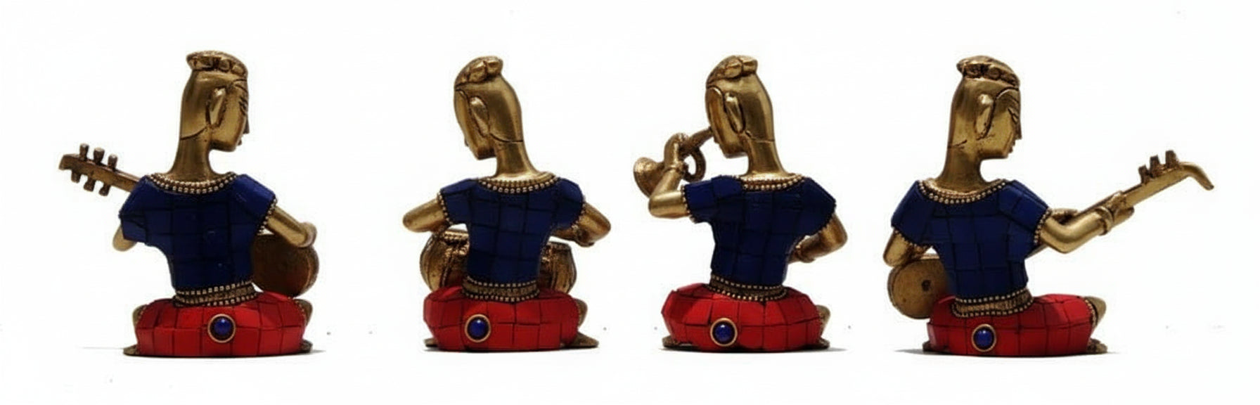 Handcrafted Brass Rajasthani Musical Set Of 4 Showpiece-ARtyCraftz