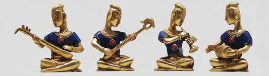 Handcrafted Brass Rajasthani Musical Set Of 4 for Showpiece - ArtyCraftz.com