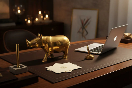 Handcrafted Brass Rhino Showpiece for Home Decor and Gifting 6*2*3.2 Inches - ArtyCraftz.com