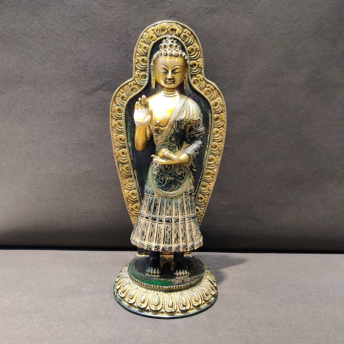 Handcrafted Brass Standing Buddha Statue for Home & Meditation Decor-ArtyCraftz.com