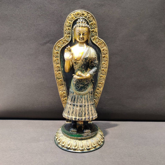 Handcrafted Brass Standing Buddha Statue for Home & Meditation Decor-ArtyCraftz.com