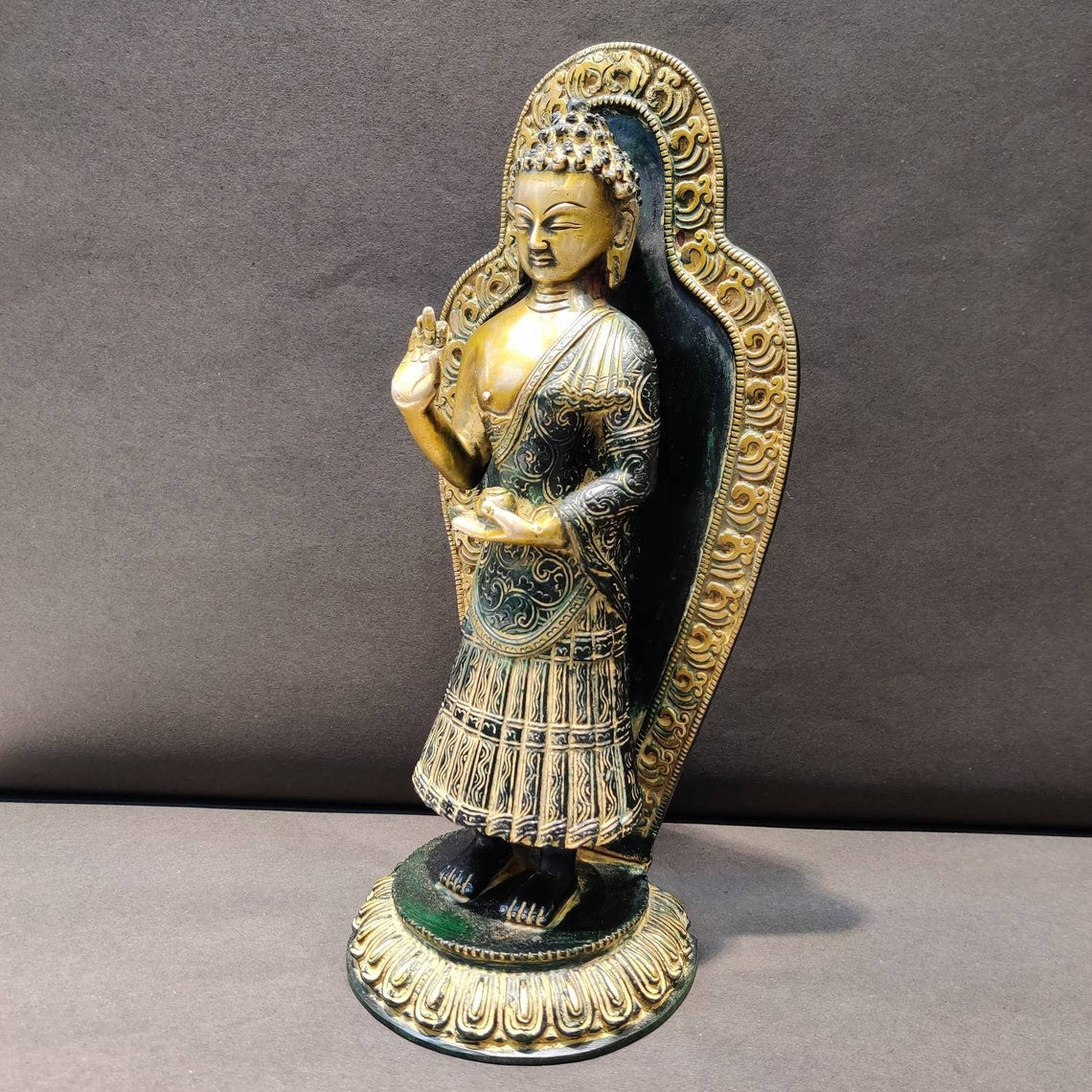 Handcrafted Brass Standing Buddha Statue for Home & Meditation Decor-ArtyCraftz.com