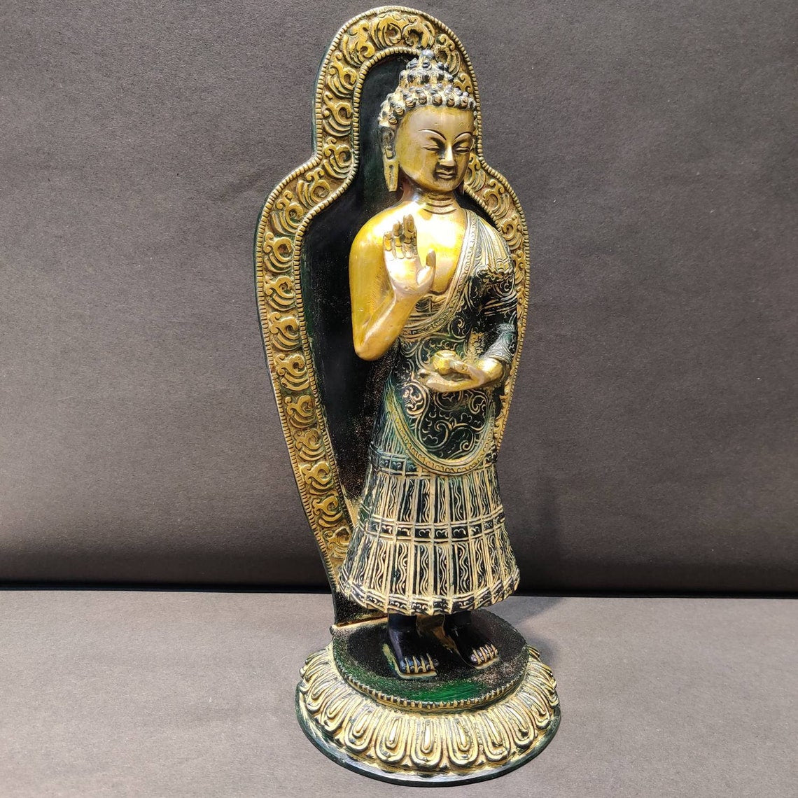 Handcrafted Brass Standing Buddha Statue for Home & Meditation Decor-ArtyCraftz.com