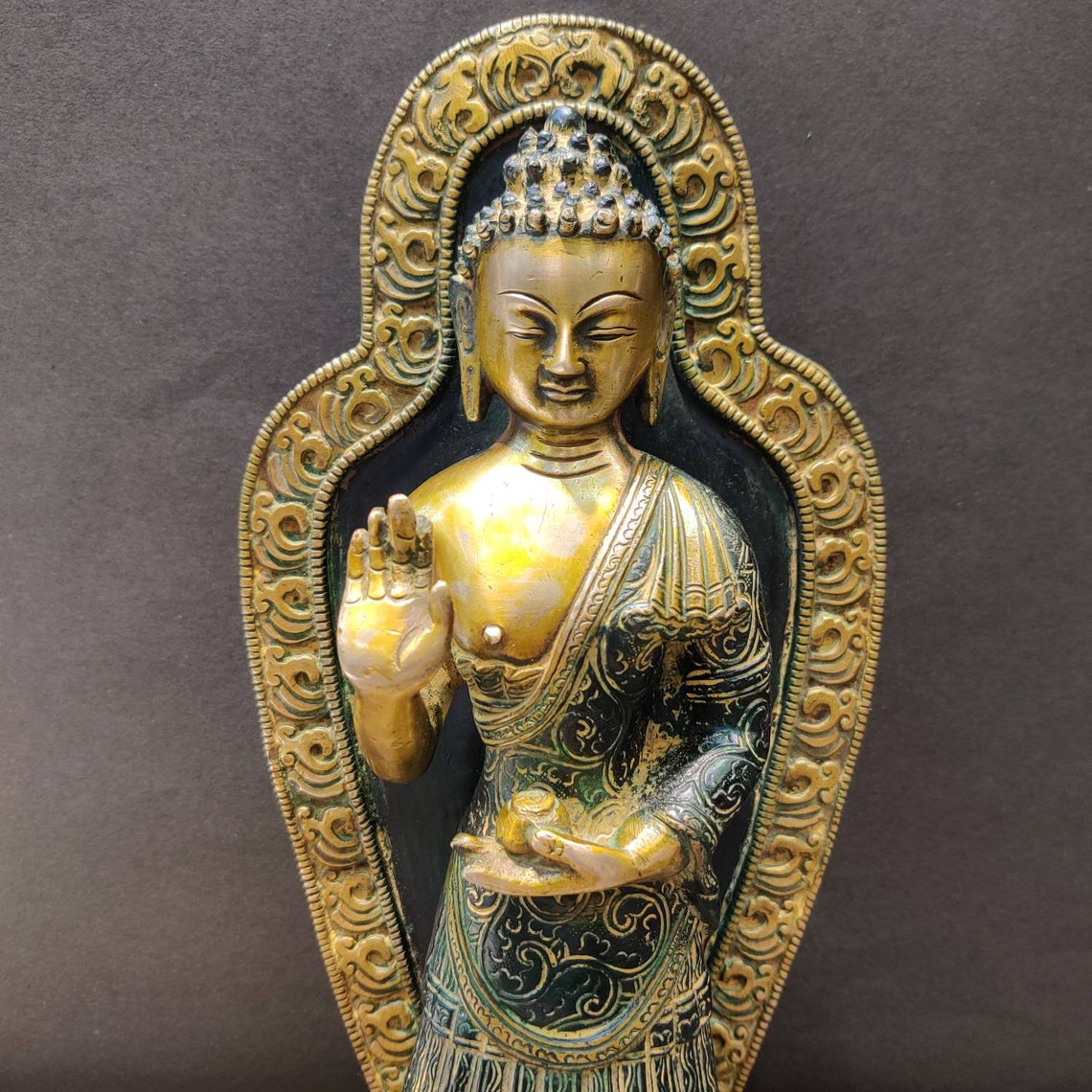 Handcrafted Brass Standing Buddha Statue for Home & Meditation Decor-ArtyCraftz.com