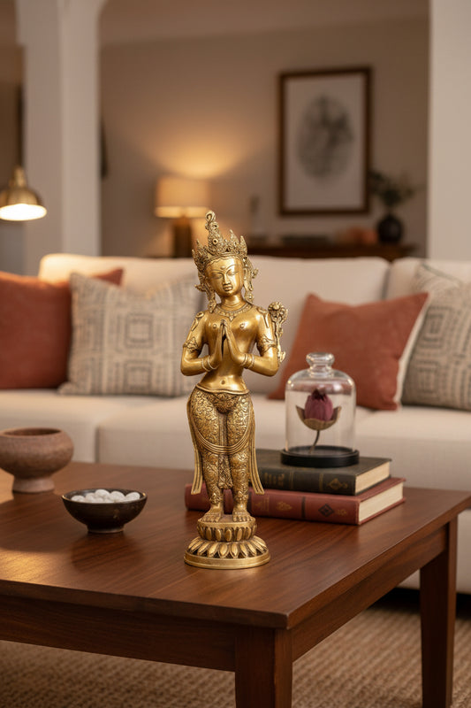 Handcrafted Brass Tara Devi Statue for Spiritual Home Decor-ArtyCraftz.com