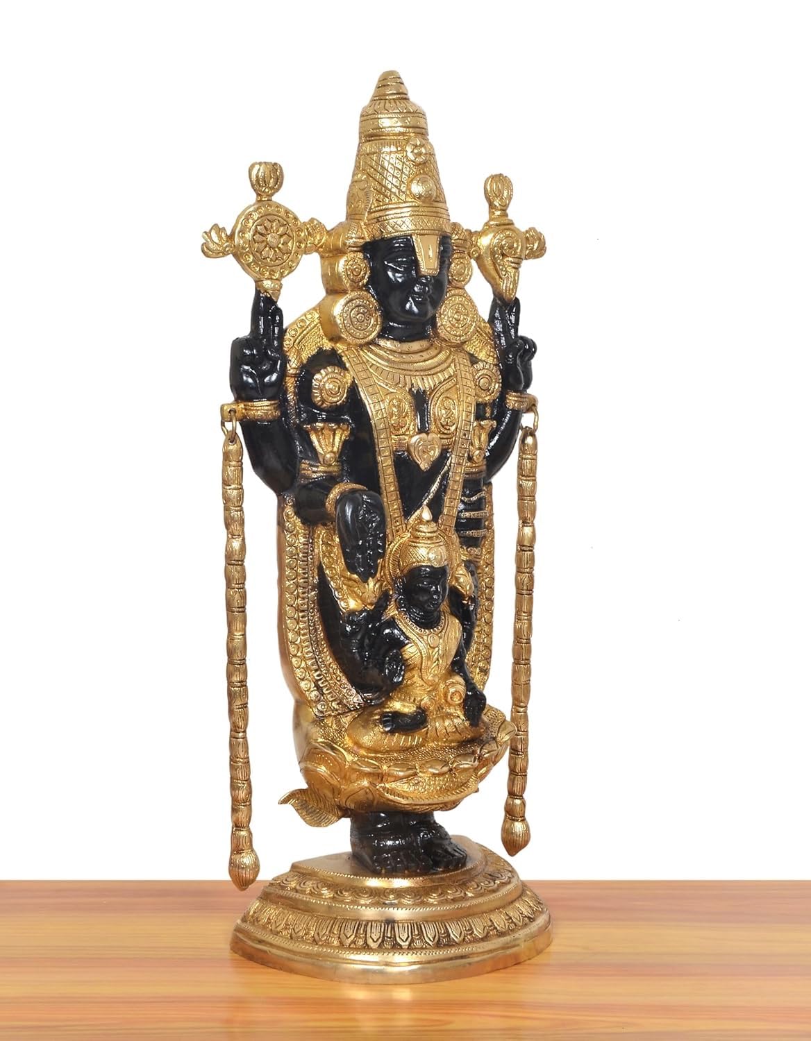 Handcrafted Brass Tirupati Balaji Venkateswara Swamy Statue Left View-ArtyCraftz.com