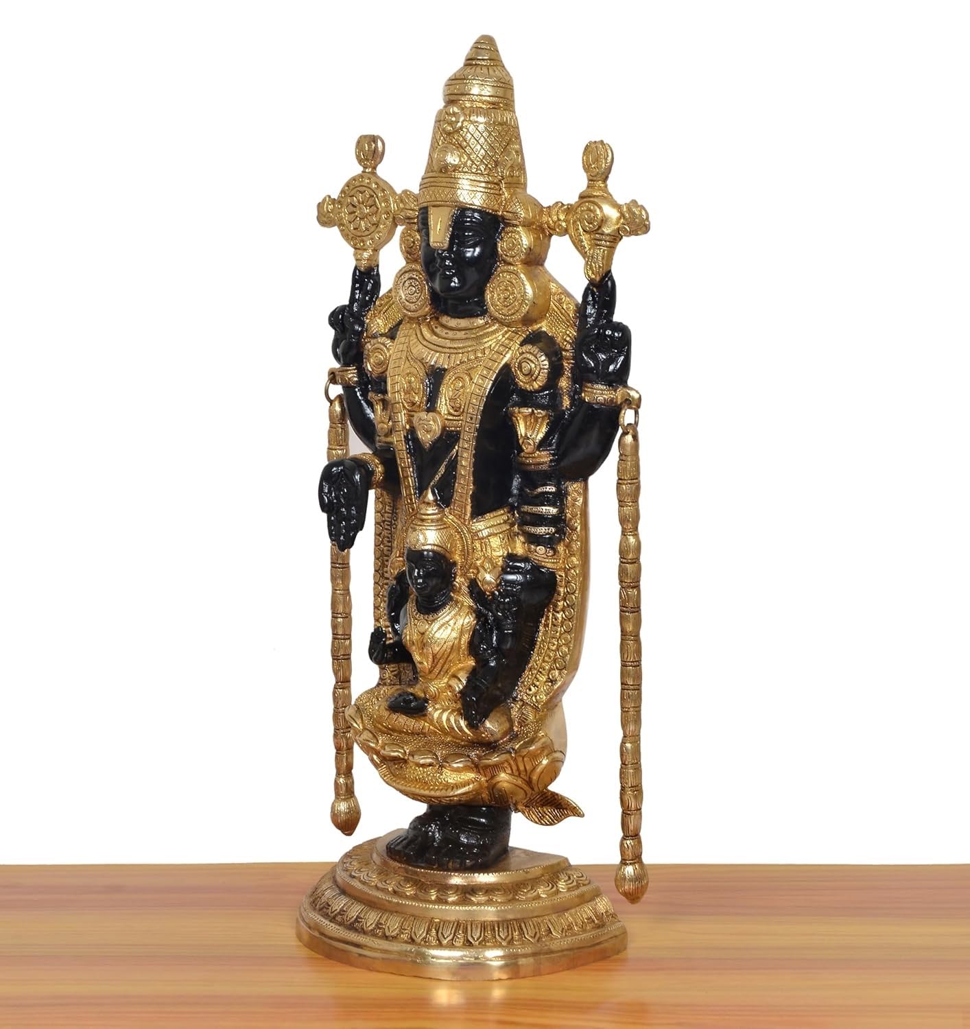 Handcrafted Brass Tirupati Balaji Venkateswara Swamy Statue Right View-ArtyCraftz.com