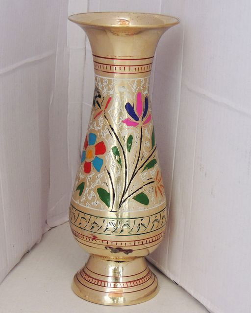 Handcrafted Brass Vase fo rHome Decor and Gifting 3*6.5*7.4 Inches - ArtyCraftz.com
