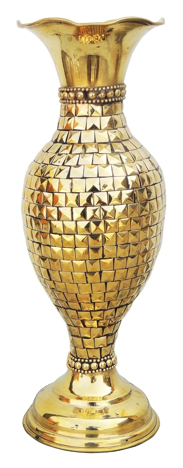 Handcrafted Brass Vase for Home Decor and Gifting 4*4*11.3 Inches - ArtyCraftz.com