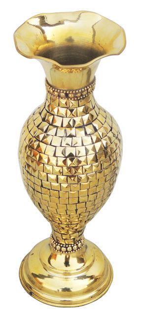 Handcrafted Brass Vase for Home Decor and Gifting 4*4*11.3 Inches - ArtyCraftz.com