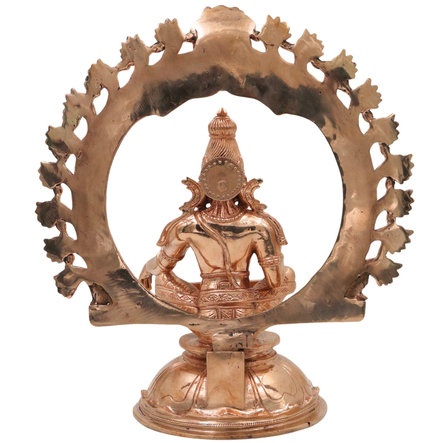 Handcrafted Bronze Ayyappa Idol, Swami Ayyappa Manikandan Dharma Sastha Sabarimala Vigraham, Gold, 14 Inch-ArtyCraftzcom
