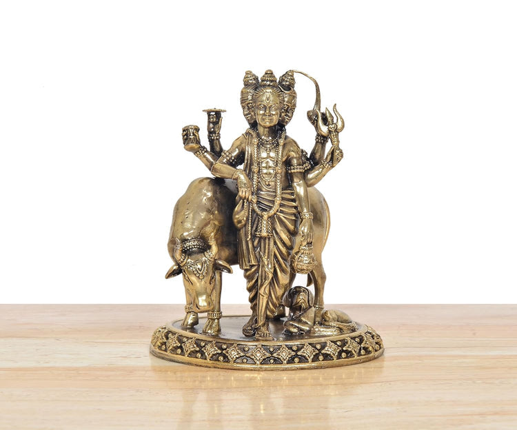 Handcrafted Bronze Dattatreya Statue 5.5 Inch-ArtyCraftz.com