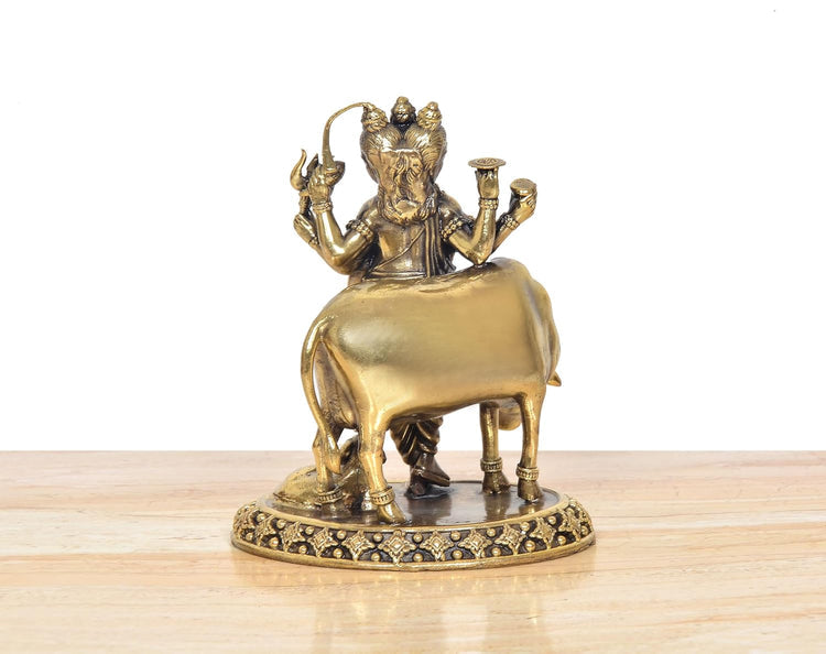 Handcrafted Bronze Dattatreya Statue 5.5 Inch-ArtyCraftz.com