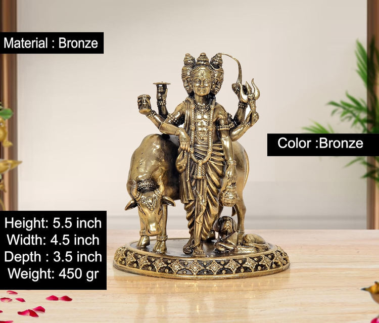 Handcrafted Bronze Dattatreya Statue 5.5 Inch-ArtyCraftz.com