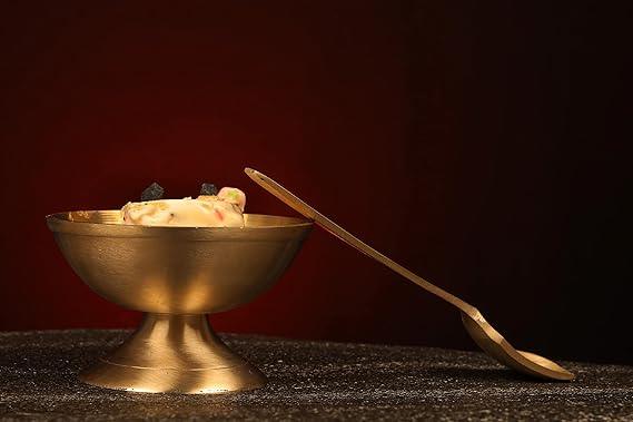 Handcrafted Bronze Dessert Bowl with Spoon Set-ArtyCraftz.com